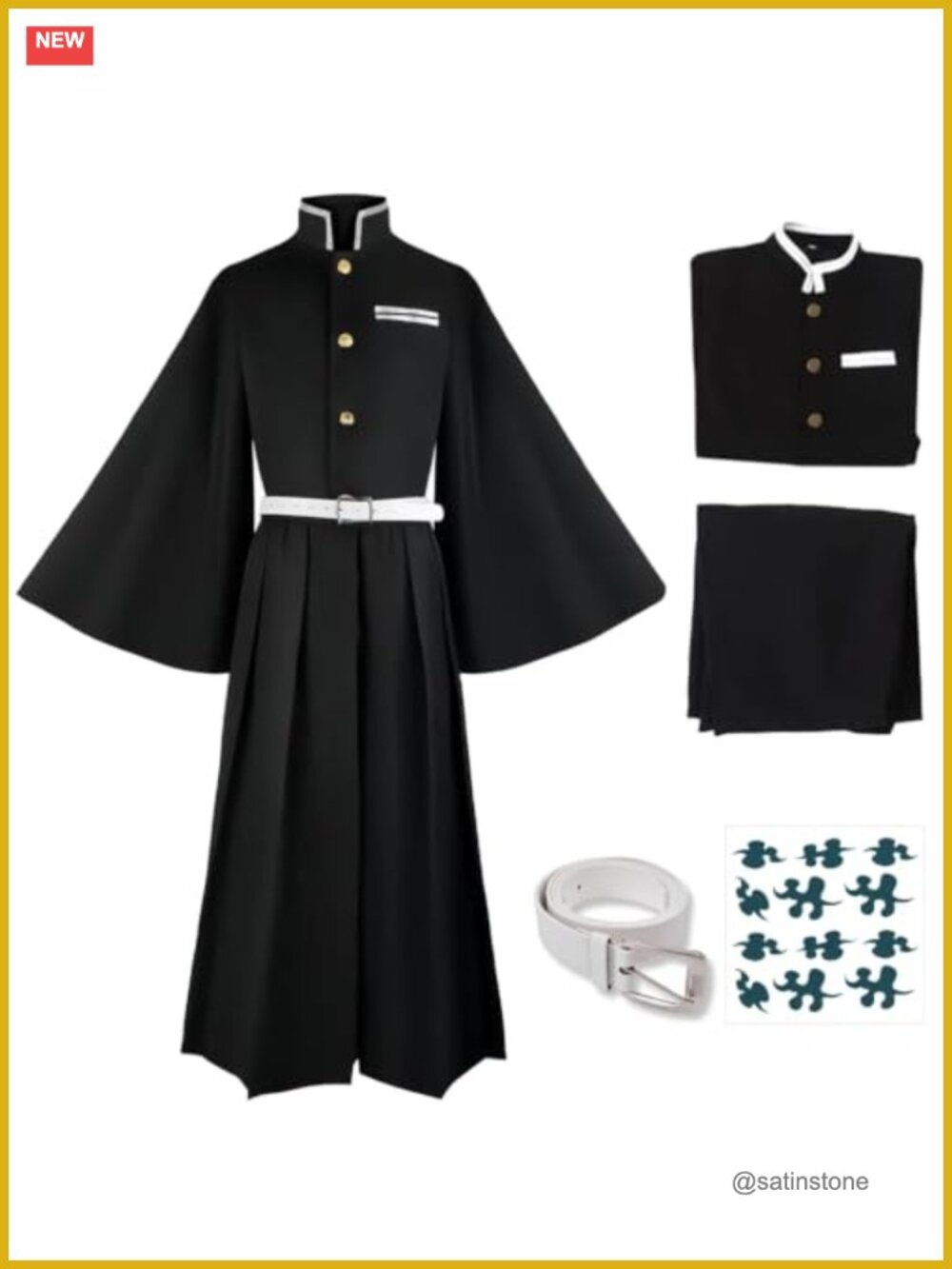 Adult Anime Cosplay Kimono Costume Set with Top Trousers Belt Cloak